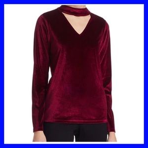 Scripted S classic Maroon Velvet Mock Neck
